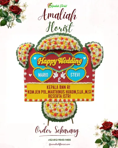 Karangan Papan Bunga Pernikahan di Cikelet
